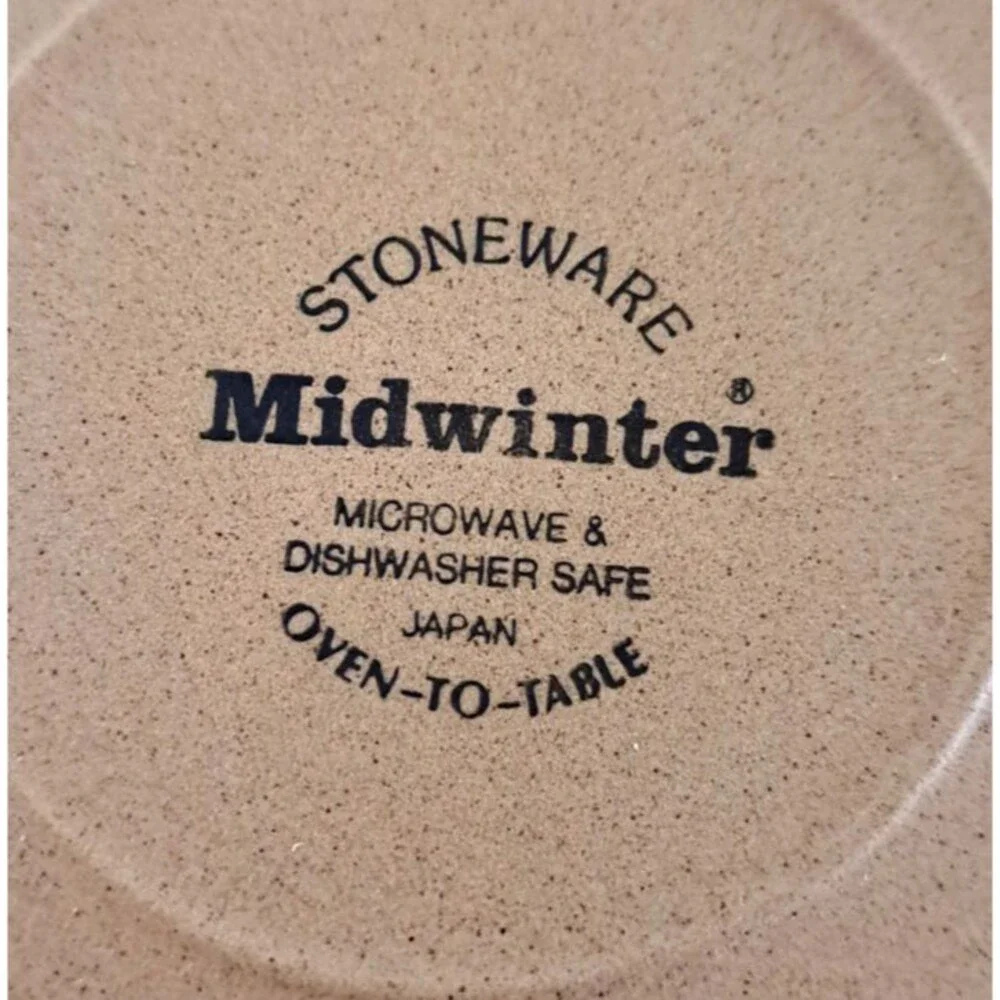 Midwinter Bluestone Salad Plates Set Of 6 Stoneware Blue Tan Minimalist 7.75